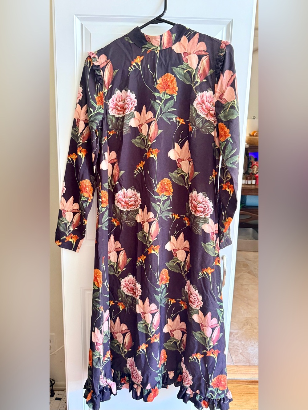 JUST Female for Anthropologie Floral Long Sleeve Maxi Dress Sz S Feminine